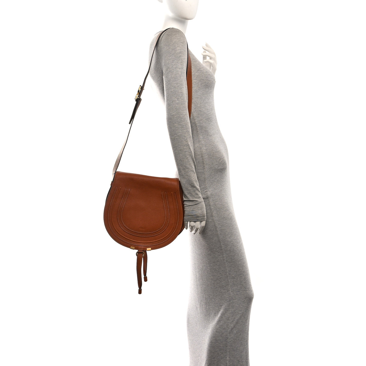 Chloe Calfskin Medium Marcie Round Crossbody Bag Tan 2 of 9