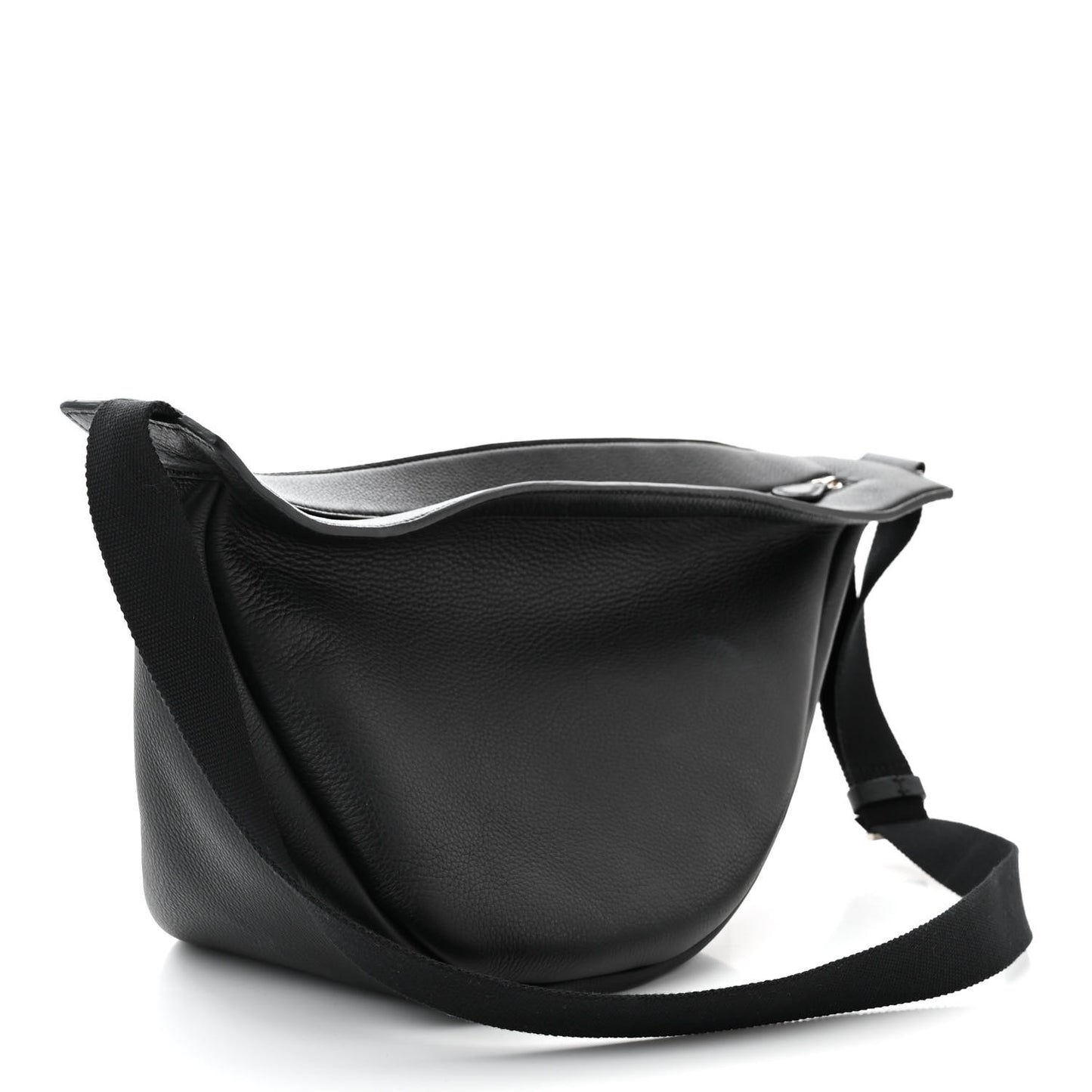 Grained Calfskin Large Slouchy Banana Bag Black