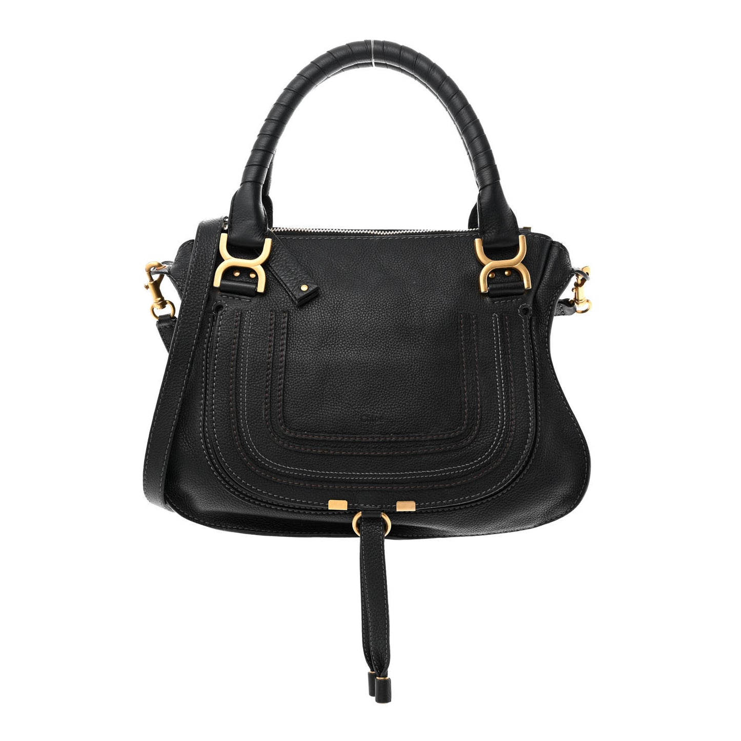 Calfskin Medium Marcie Satchel Black