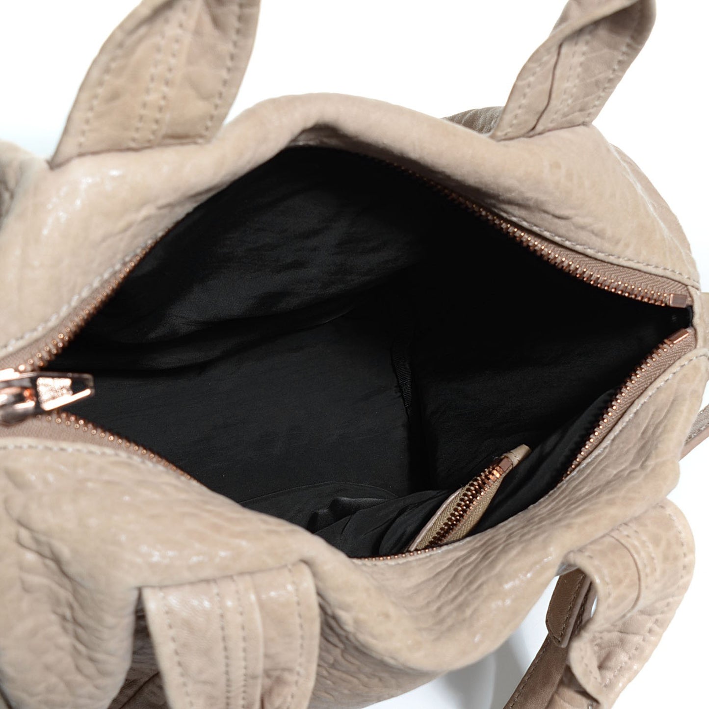 Pebbled Lambskin Rocco Latte Rose Gold Hardware