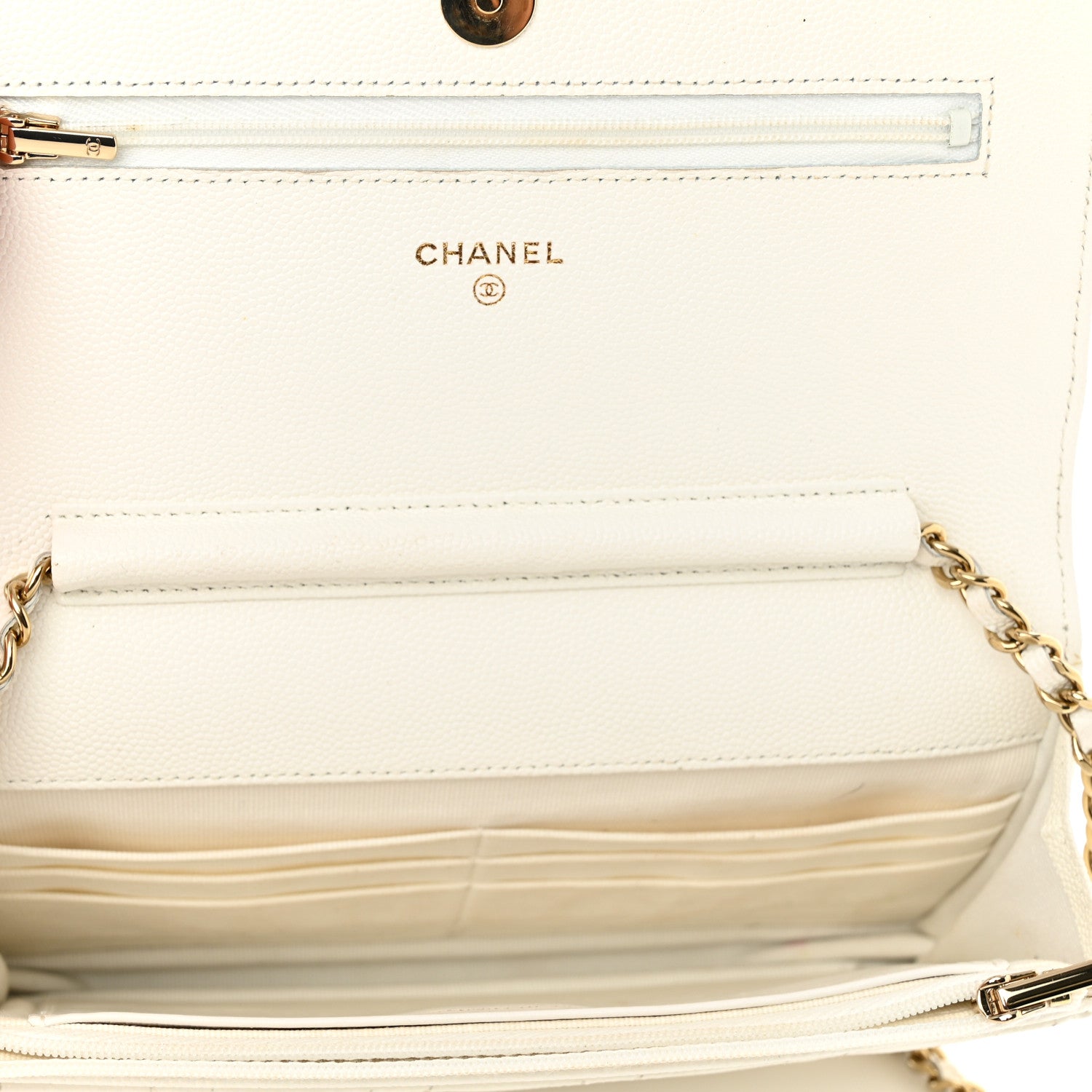 Chanel Caviar Quilted Wallet On Chain WOC White 5 of 12