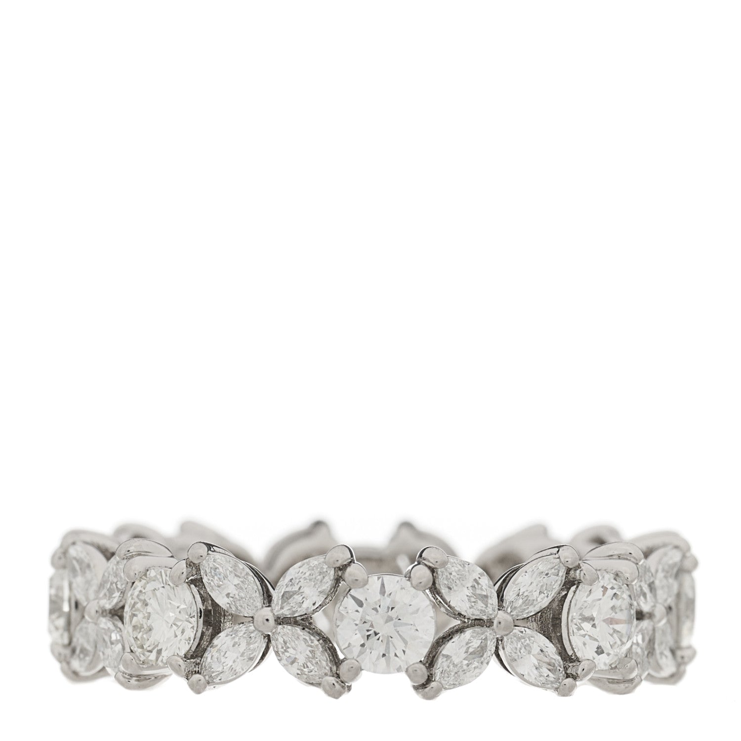 Tiffany Platinum Diamond Victoria Alternating Band Ring 52 6 1 of 5