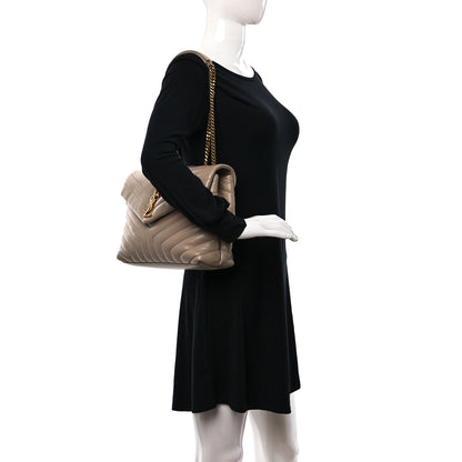 Saint Laurent Calfskin Y Quilted Monogram Medium Loulou Chain Satchel Light Natural 2 of 9