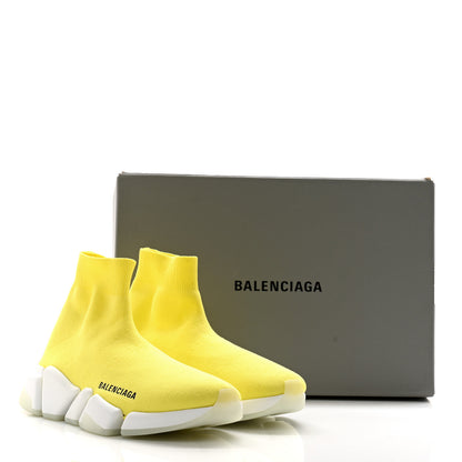 Balenciaga Ribbed Knit Womens Speed 2.0 Transparent Sole Sneakers 36 Yellow 8 of 8