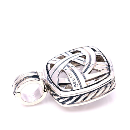 David Yurman Sterling Silver Diamond Quartz 14mm Albion Enhancer Pendant 6 of 7