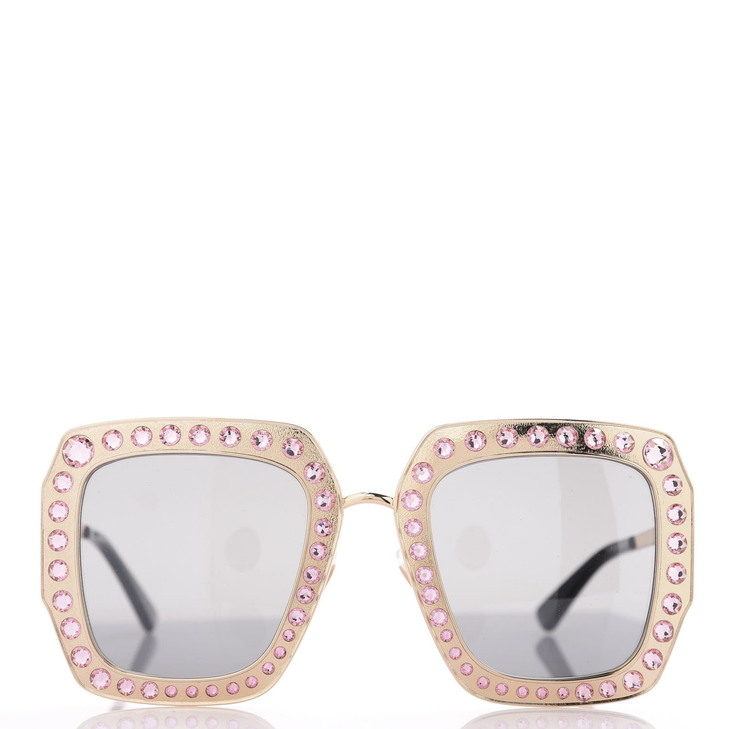 Gucci Metal Acetate Crystal Oversize GG0115S Sunglasses Gold 2 of 9