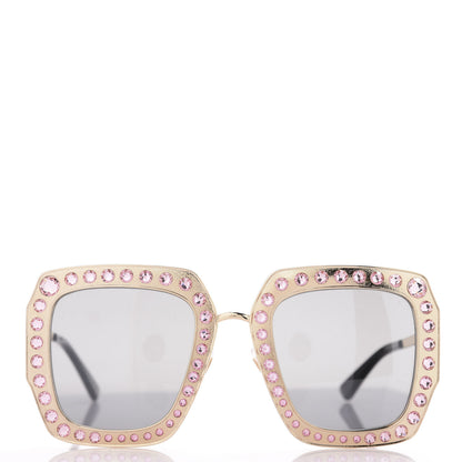 Gucci Metal Acetate Crystal Oversize GG0115S Sunglasses Gold 2 of 9
