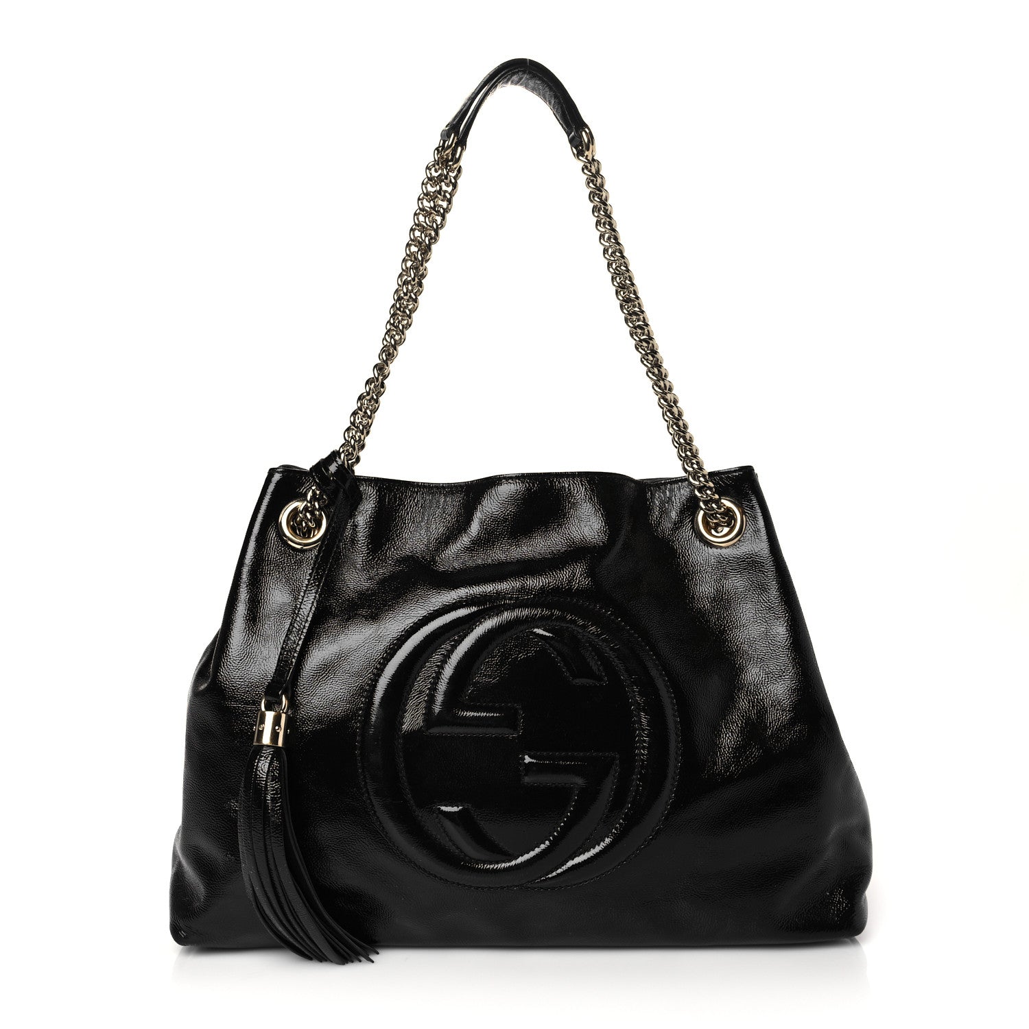 Gucci Patent Medium Soho Chain Shoulder Bag Black 1 of 11