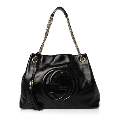 Gucci Patent Medium Soho Chain Shoulder Bag Black 1 of 11
