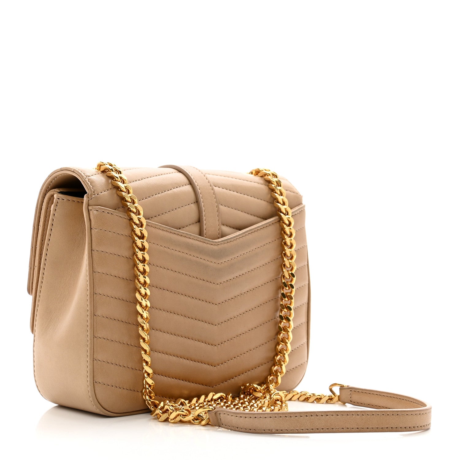 Saint Laurent Lambskin Matelasse Chevron Monogram Small Sulpice Bag Sable Beige 3 of 13