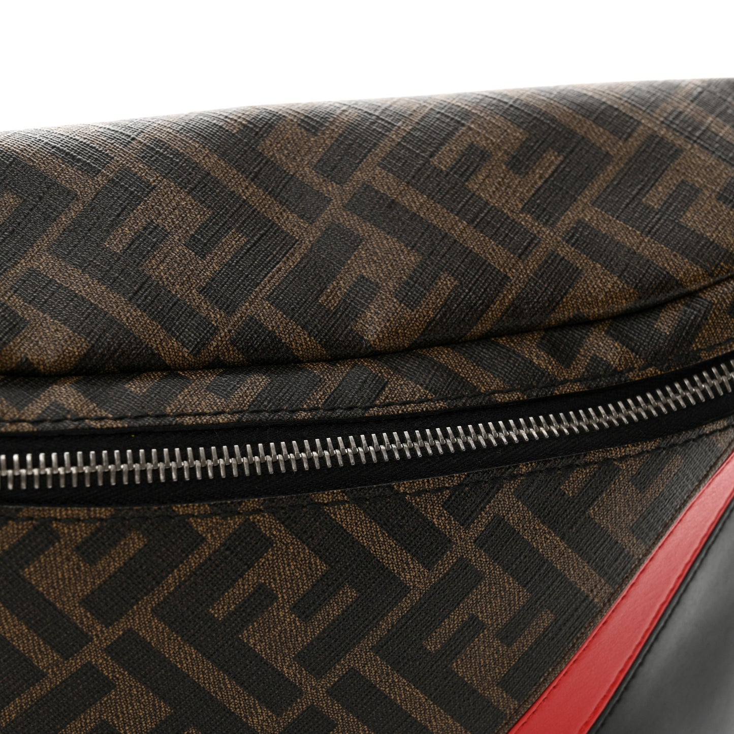 Glazed Fabric Vitello Liberty FF 1974 Diagonal Belt Bag Tobacco Rosso Black