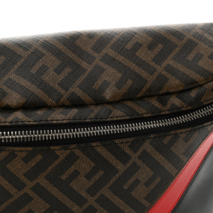 Fendi Glazed Fabric Vitello Liberty FF 1974 Diagonal Belt Bag Tobacco Rosso Black 12 of 13
