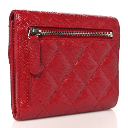 Chanel Caviar Quilted Compact Flap Wallet Dark Red 3 of 8