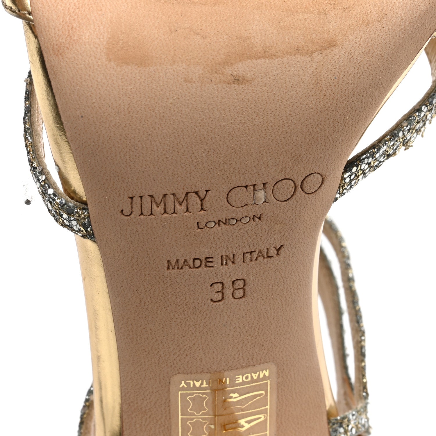 Jimmy Choo Coarse Glitter Fab Pumps 38 Gold Champange 6 of 8