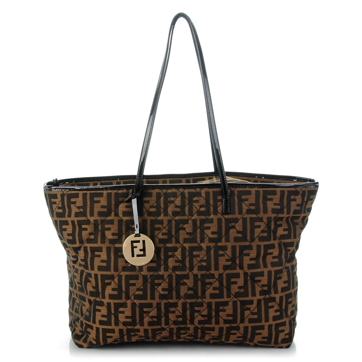 Zucca Quilted Medium Roll Tote Tobacco Black