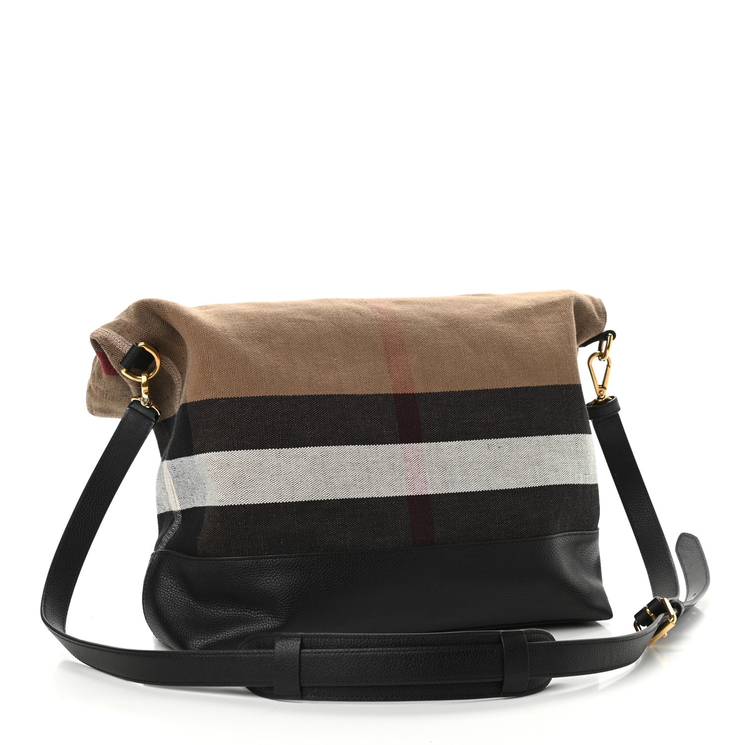 Burberry Grainy Calfskin Mega Check Armley Folding Messenger Black 4 of 11