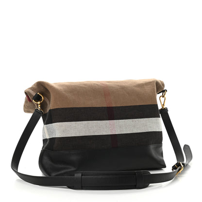 Burberry Grainy Calfskin Mega Check Armley Folding Messenger Black 4 of 11