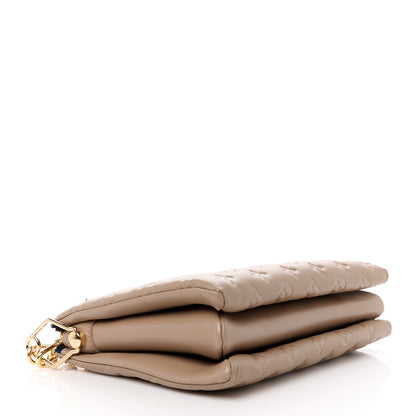 Louis Vuitton Lambskin Embossed Monogram Coussin PM Taupe 4 of 11