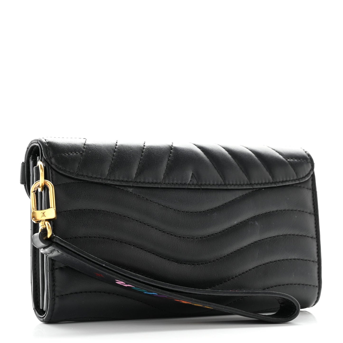 Calfskin Love Lock New Wave Long Wallet Black