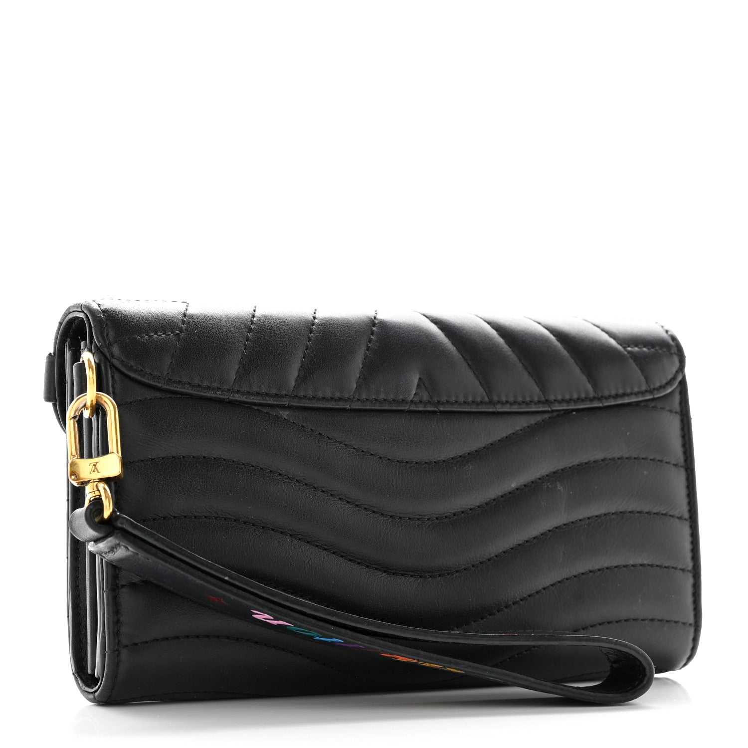 Louis Vuitton Calfskin Love Lock New Wave Long Wallet Black 3 of 14