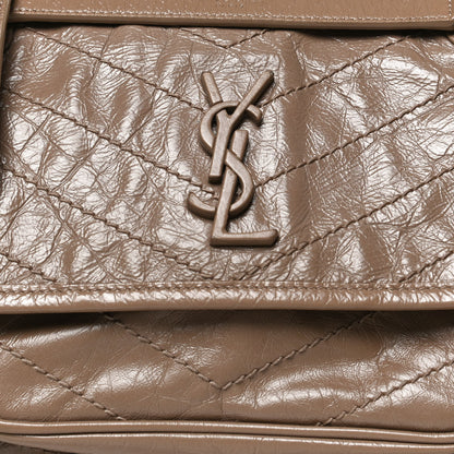 Saint Laurent Crinkled Calfskin Matelasse Monogram Baby Niki Chain Satchel Light Taupe 8 of 10