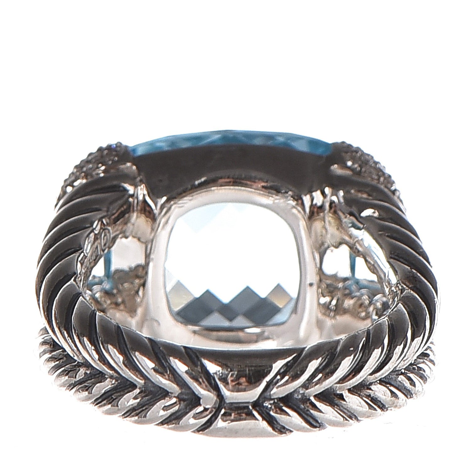 Sterling Silver Diamond Blue Topaz Willow Ring 51.9 6