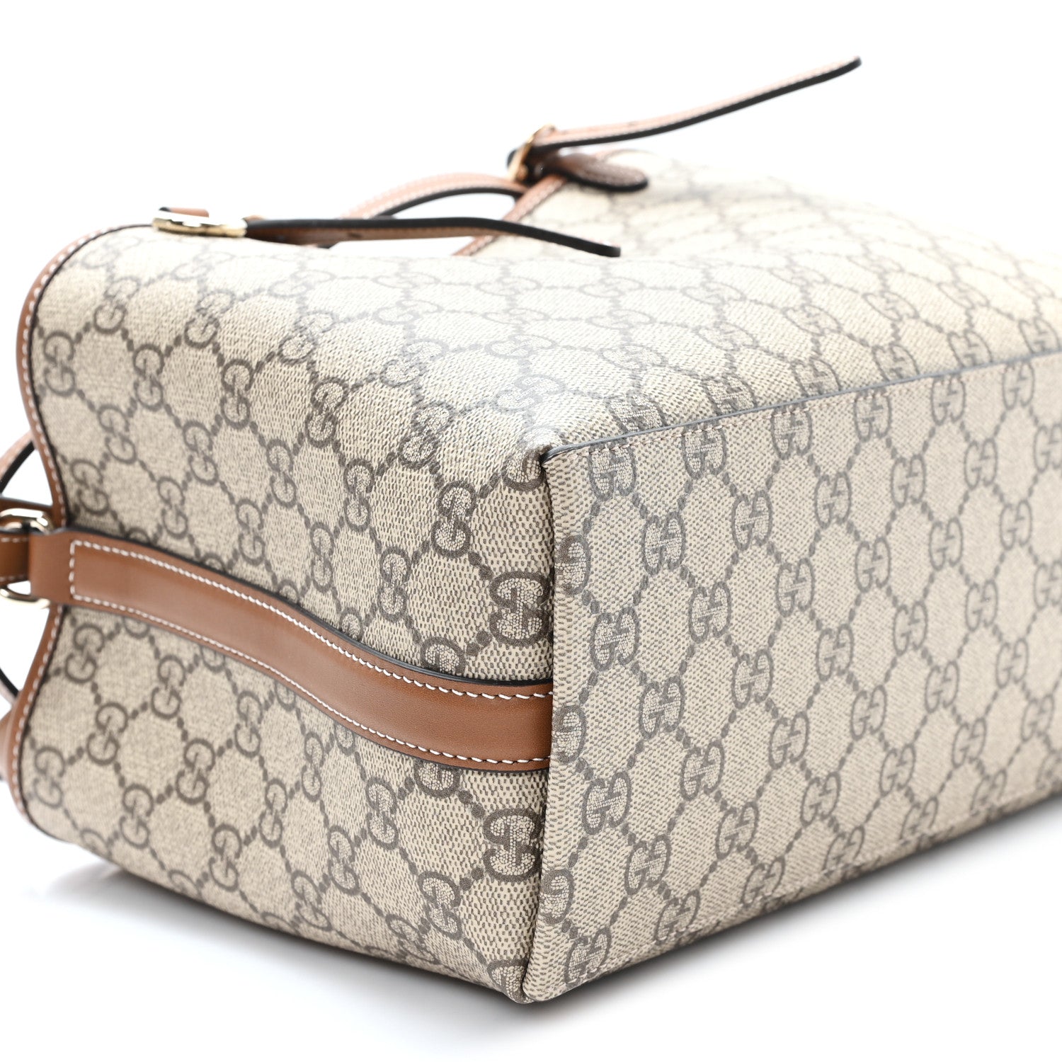 Gucci GG Supreme Monogram Emblem Medium Tote Bag Beige Dark Brown 8 of 9
