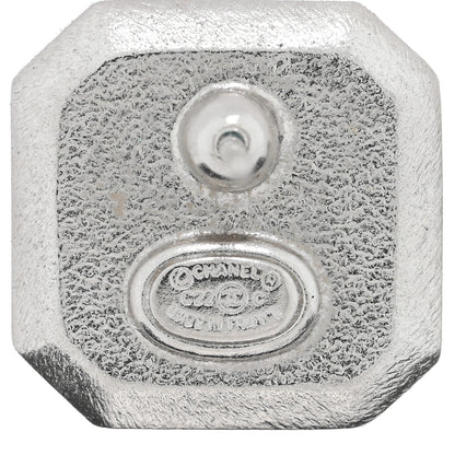 Chanel Pearl Crystal CC Square Earrings Silver 4 of 4