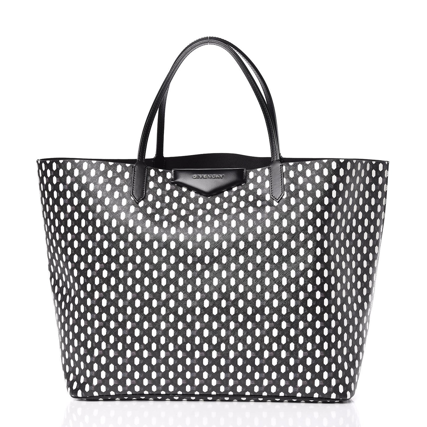 Coated Canvas Large Antigona Tote Black White