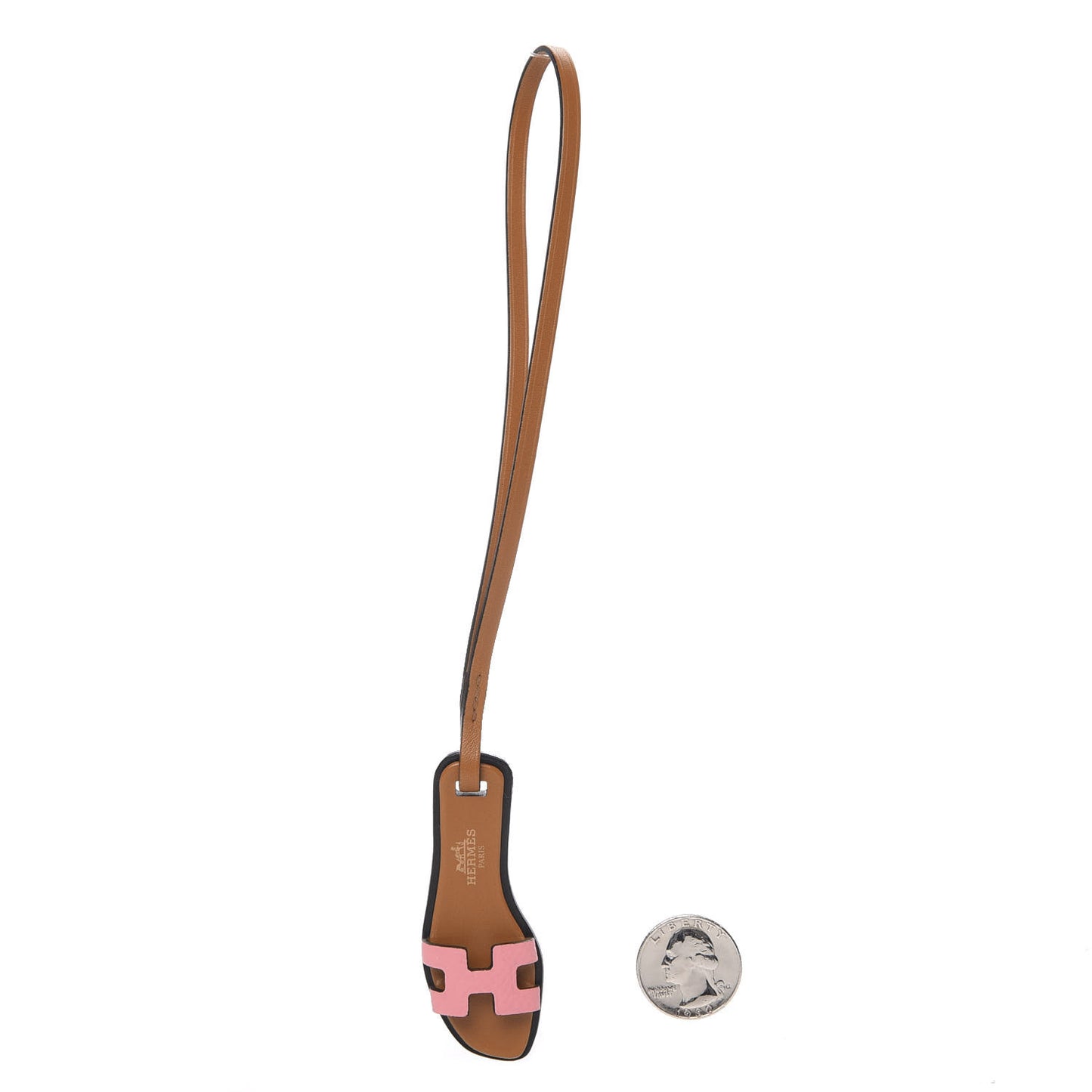 Epsom Butler Calfskin Hunter Oran Nano Bag Charm Rose Confetti Sable