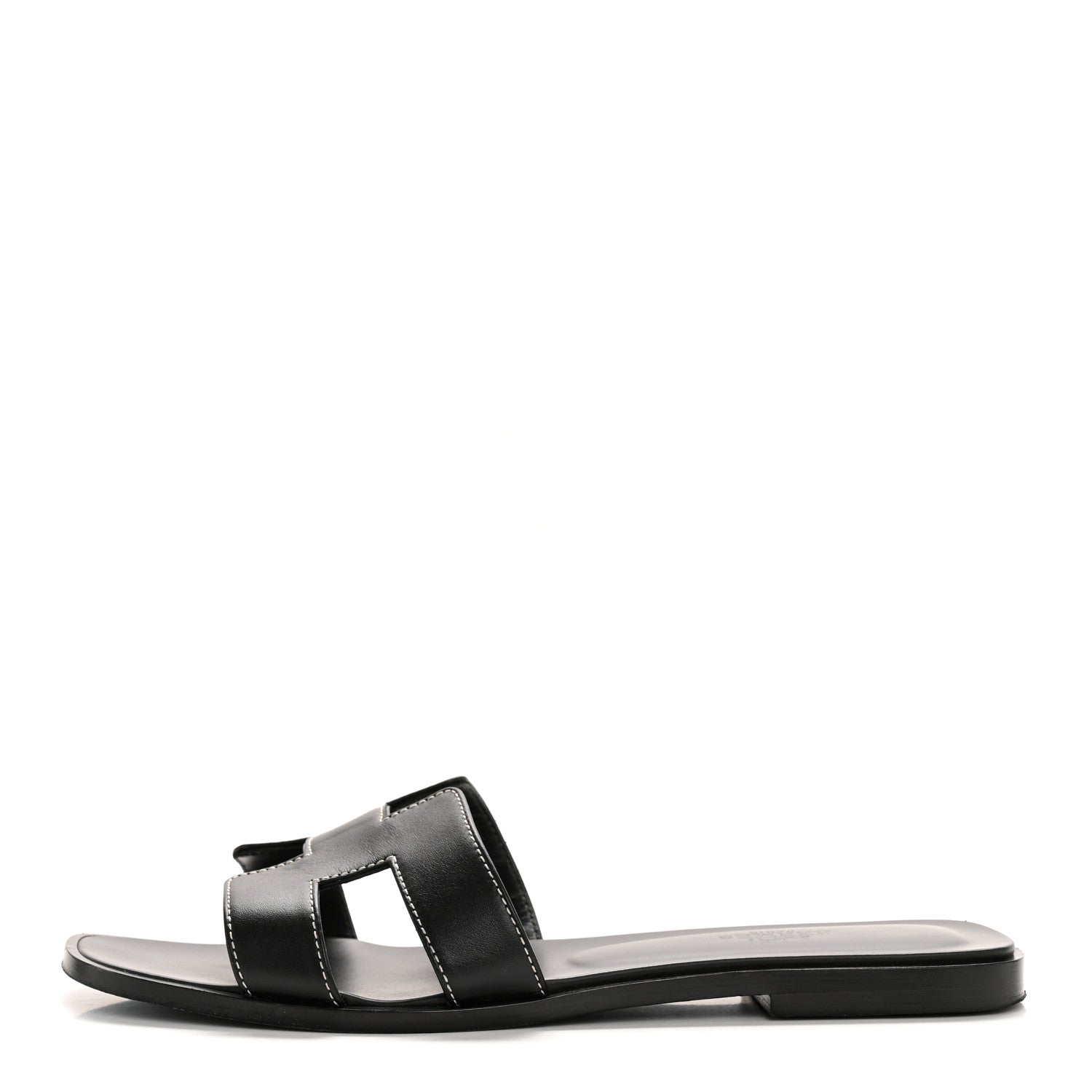 Hermes Box Calfskin Oran Sandals 38.5 Black 1 of 10