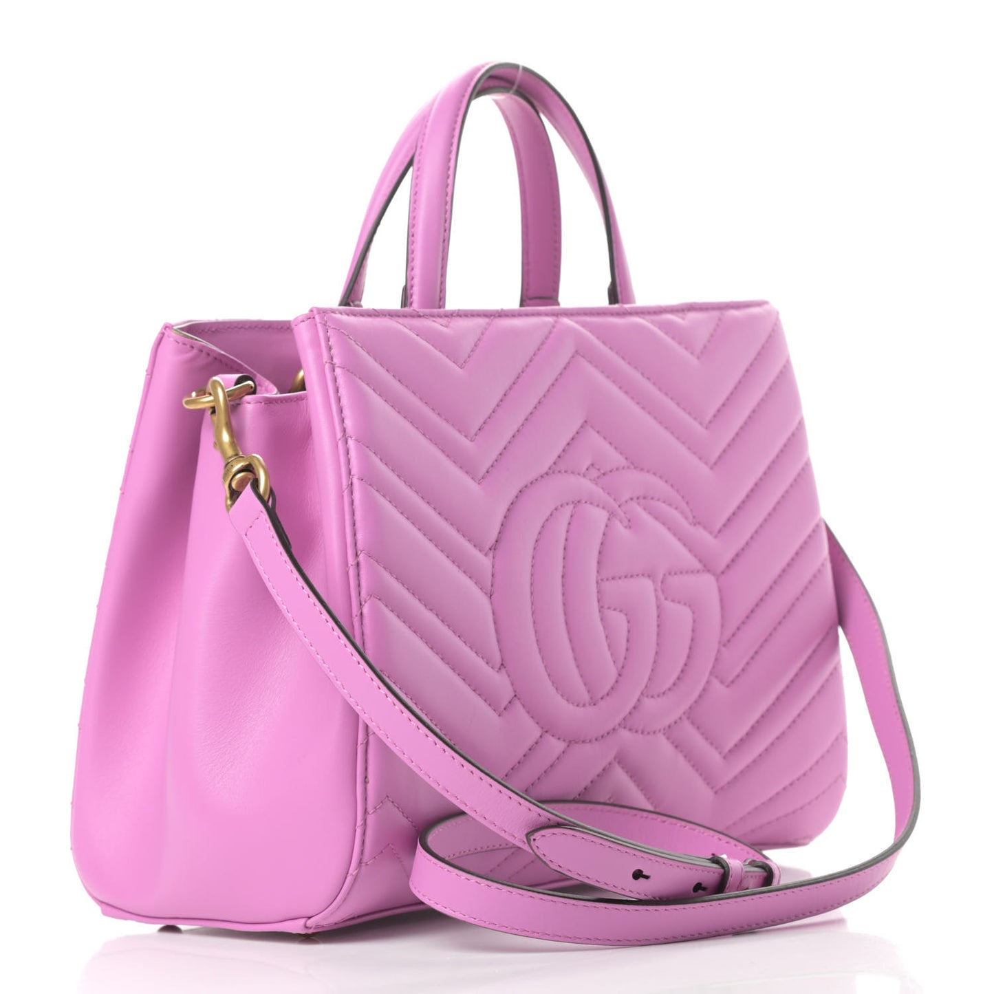 Calfskin Matelasse Small GG Marmont Tote Candy Mousse