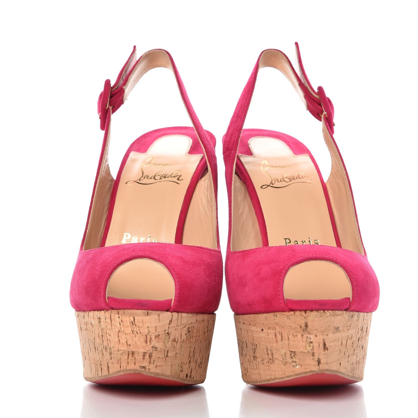 Suede Cork Une Plume Sling 140 Wedges 37 Cyclamen