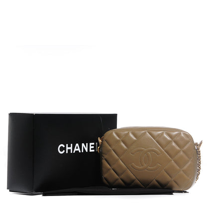 Chanel Lambskin Diamond CC Small Camera Case Khaki Clair 5 of 9