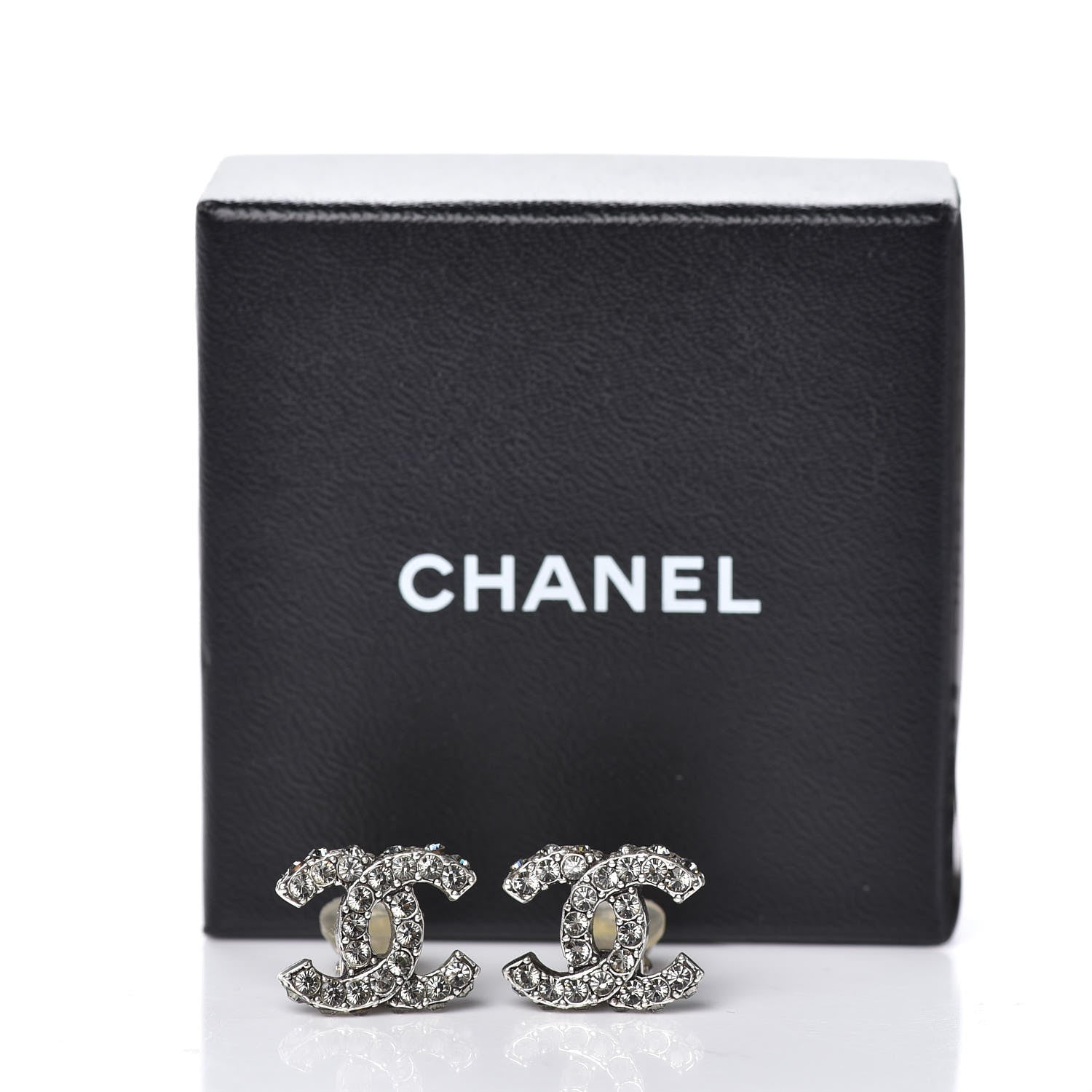 Chanel Crystal CC Clip On Earrings Silver 5 of 5