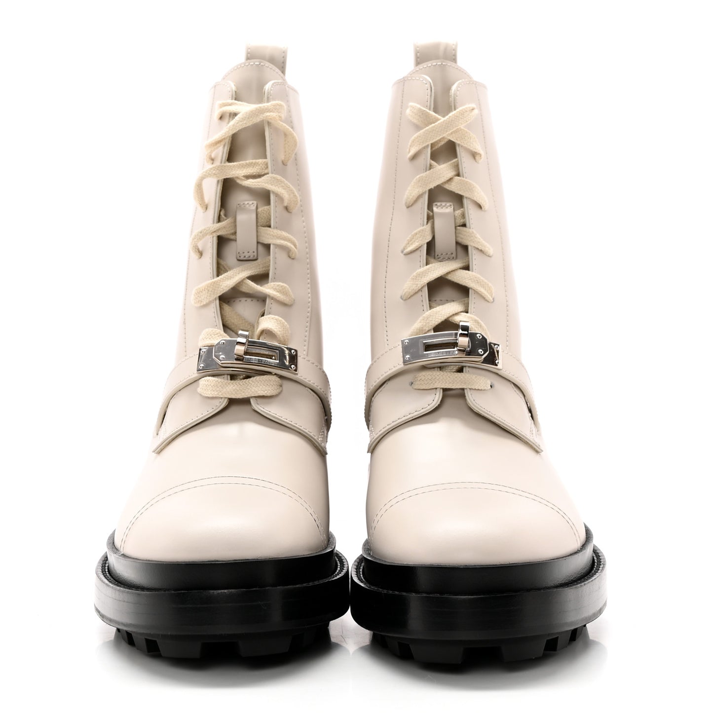 Glossed Calfskin Funk Ankle Boots 38.5 Beige Glaise