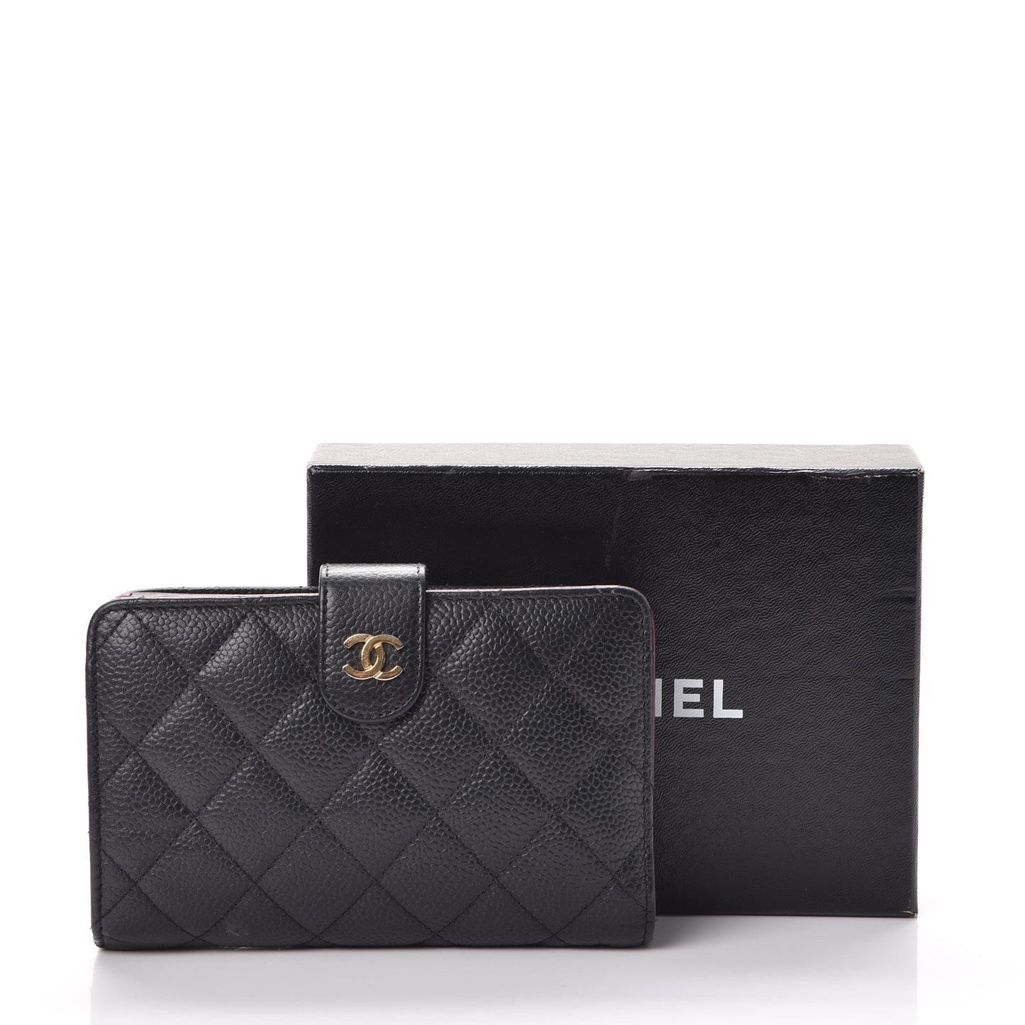 Caviar Quilted Zipped Pocket Wallet Black