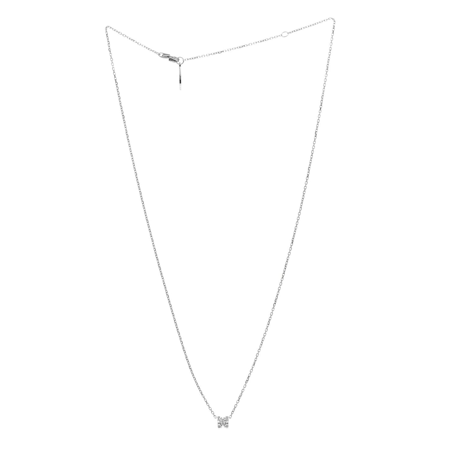 18K White Gold Diamond .23ct C De Cartier Pendant Necklace
