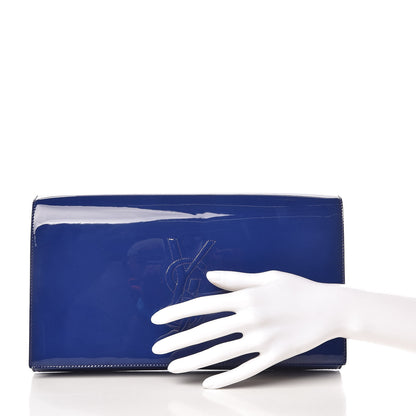 Saint Laurent Patent Calfskin Monogram Large Belle De Jour Clutch Royal Blue 2 of 10