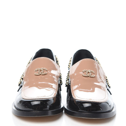 Chanel Patent Calfskin CC Chain Mocassin Loafers 39 Black Beige 2 of 9