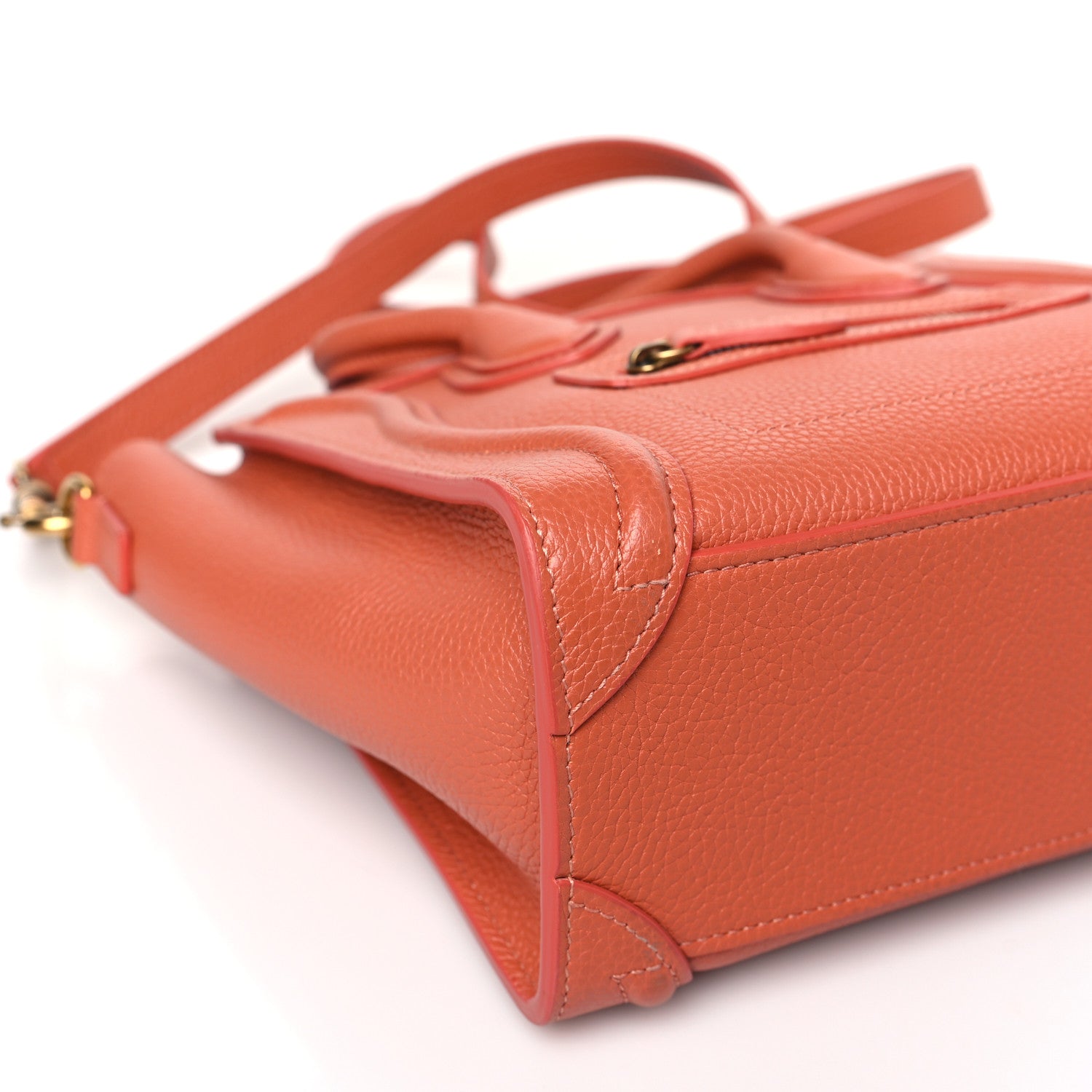 Celine Drummed Calfskin Nano Luggage Lychee 8 of 9