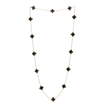 Van Cleef & Arpels 18K Yellow Gold Black Onyx Pure 14 Motifs Alhambra Necklace 2 of 5