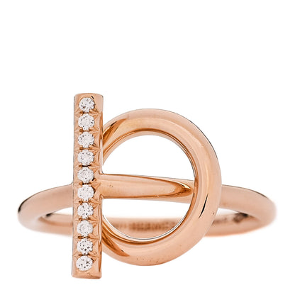 Hermes 18K Rose Gold Diamond PM Echappee Ring 53 6.25 1 of 5