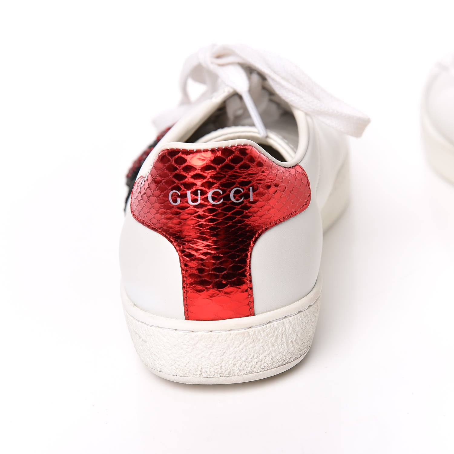 Gucci Calfskin Web Crystal Womens Mouth Ace Sneakers 37 White 17 of 17