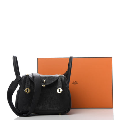 Hermes Taurillon Clemence Mini Lindy 20 Black 9 of 9