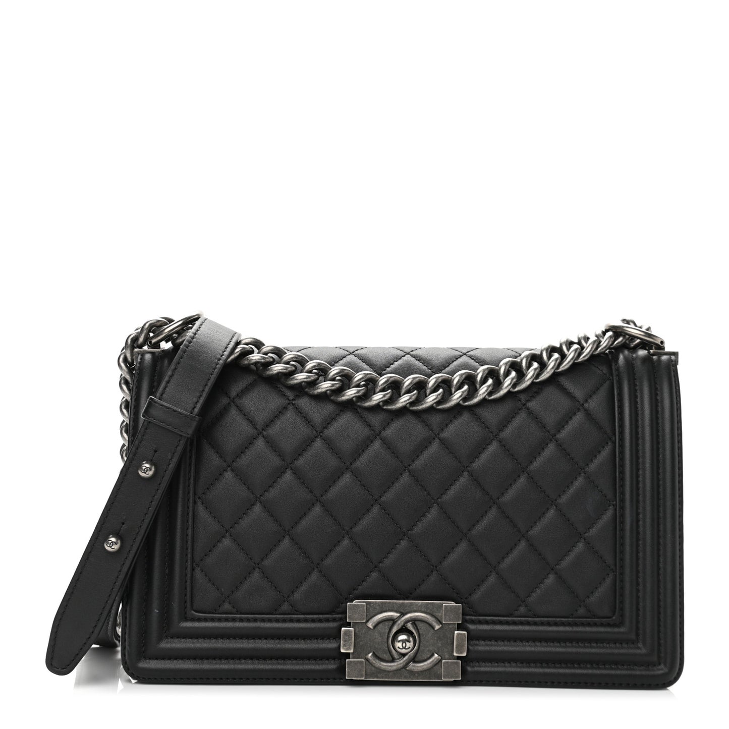 Calfskin Quilted Medium Boy Flap Black