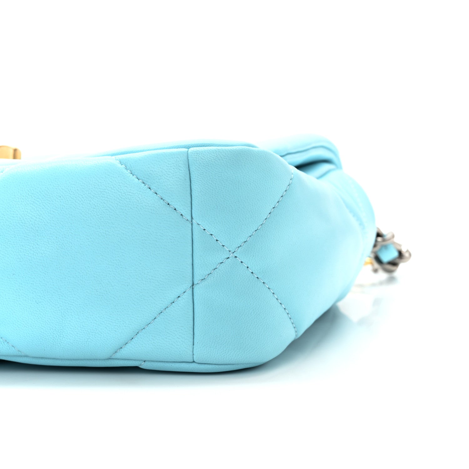 Chanel Shiny Lambskin Quilted Medium Chanel 19 Flap Light Blue 10 of 11