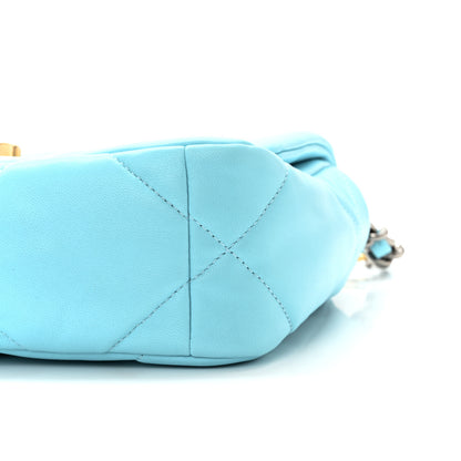 Chanel Shiny Lambskin Quilted Medium Chanel 19 Flap Light Blue 10 of 11