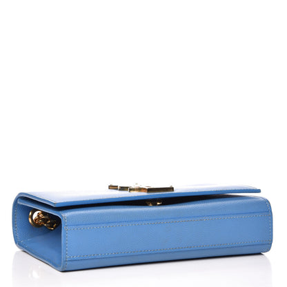 Saint Laurent Grain De Poudre Small Classic Monogram Kate Satchel Blue Clair 4 of 15