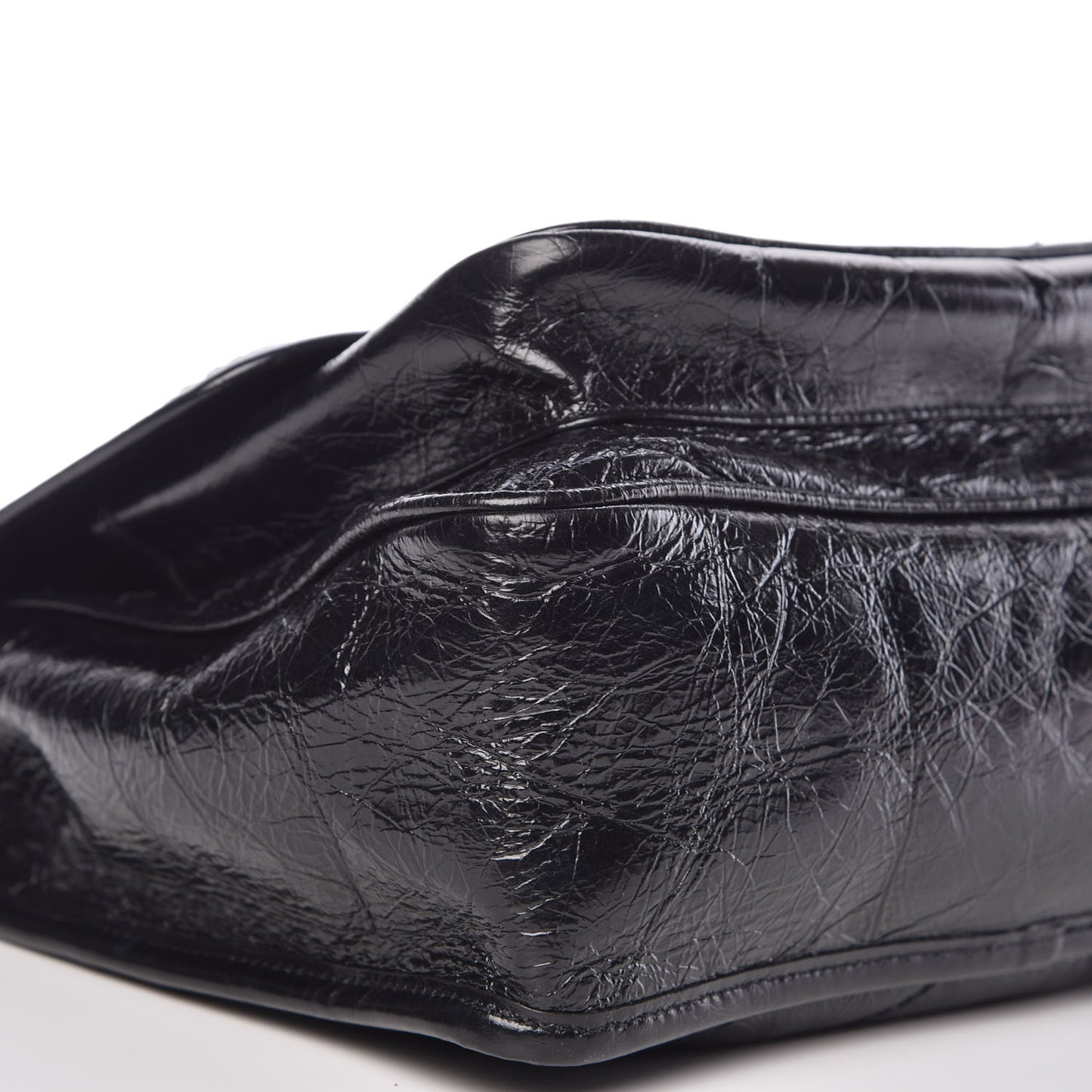 Crinkled Calfskin Matelasse Monogram Medium Niki Chain Satchel Black